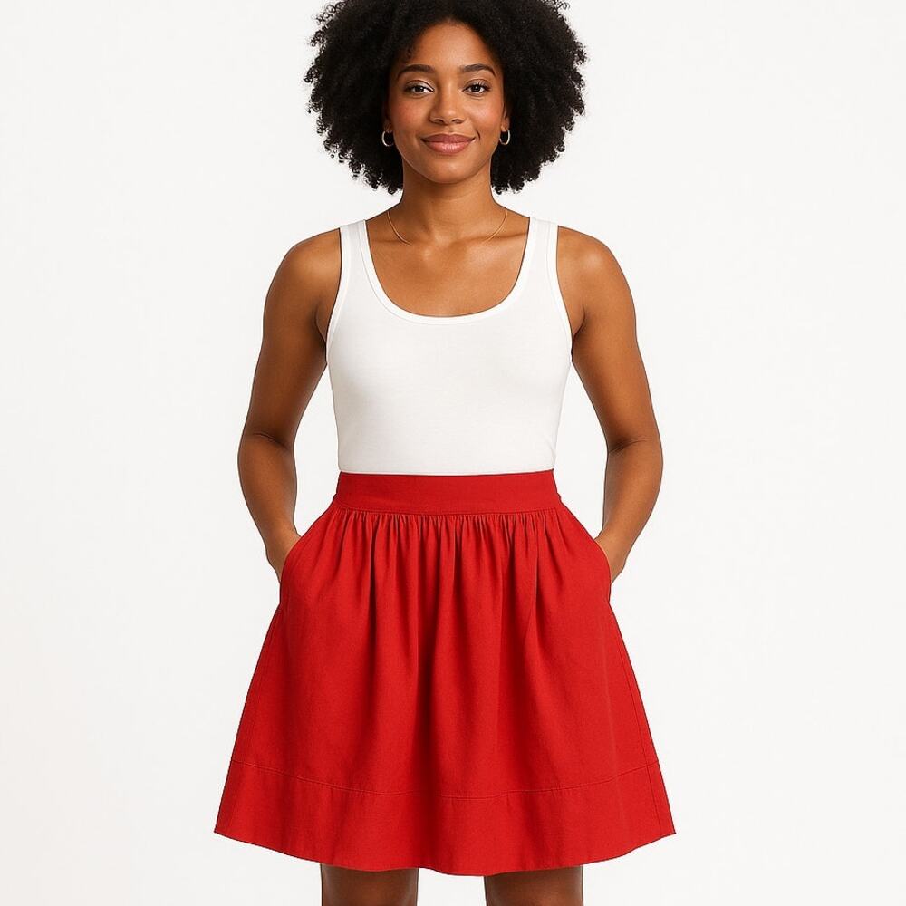 Banana Republic Red Bubble Pleated Skirt S 4p